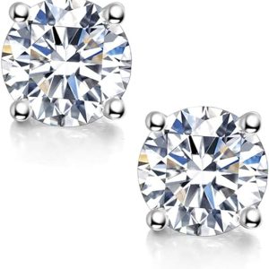 18k white gold plated moissanite diamond earrings0.6