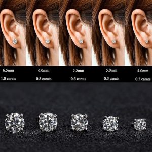 18K White Gold Plated Moissanite Diamond Earrings0.6 sizes1