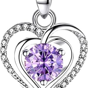 dazzling moissanite heart necklace with sterling silver for women feb