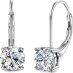 Moissanite Diamond Earrings Brilliant Round-Cut 18K White Gold 1