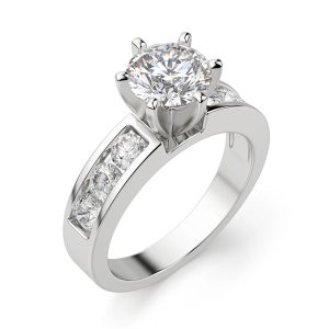 Round Cut Moissanite Channel Set Engagement Ring-2