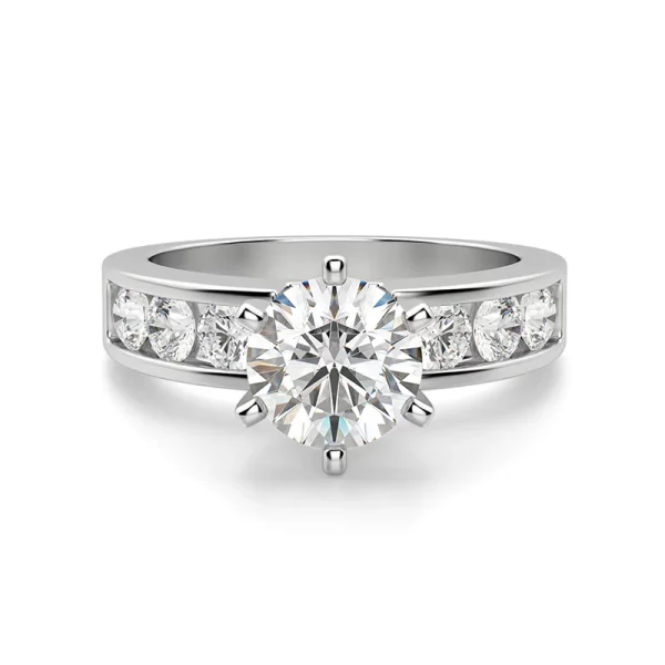 Round Cut Moissanite Channel Set Engagement Ring